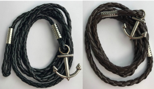 Wholesale Joblot of 11 Unisex Braided Faux-Leather Anchor Bracelets 2 Colours