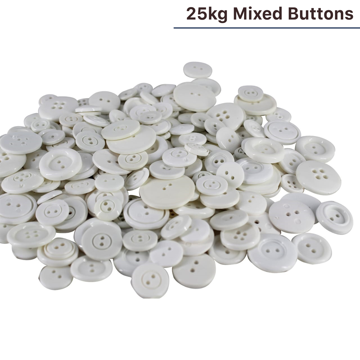 Job Lot 25kg Mixed White Plastic Buttons Assorted Size Buttons