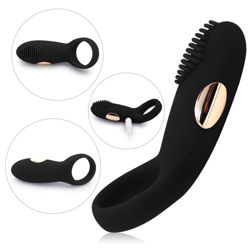 10pc Powerful Rechargeable Velvet Touch 12 Vibration Modes Cock Ring with Clitoral Stimulator Couple Toy|GCAP019