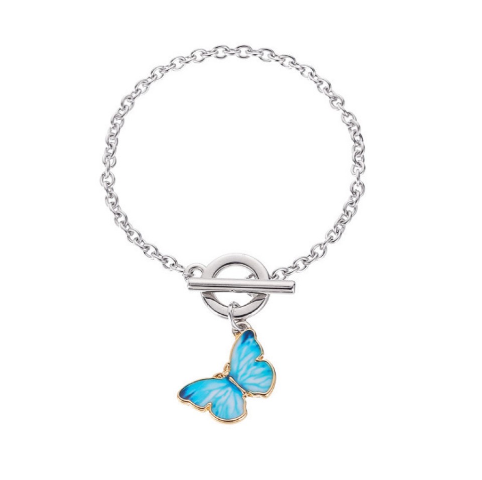 10pc TURQUOISE BUTTERFLY CHARM CHAIN BRACELET WOMENS | GCJ170 UK SELLER