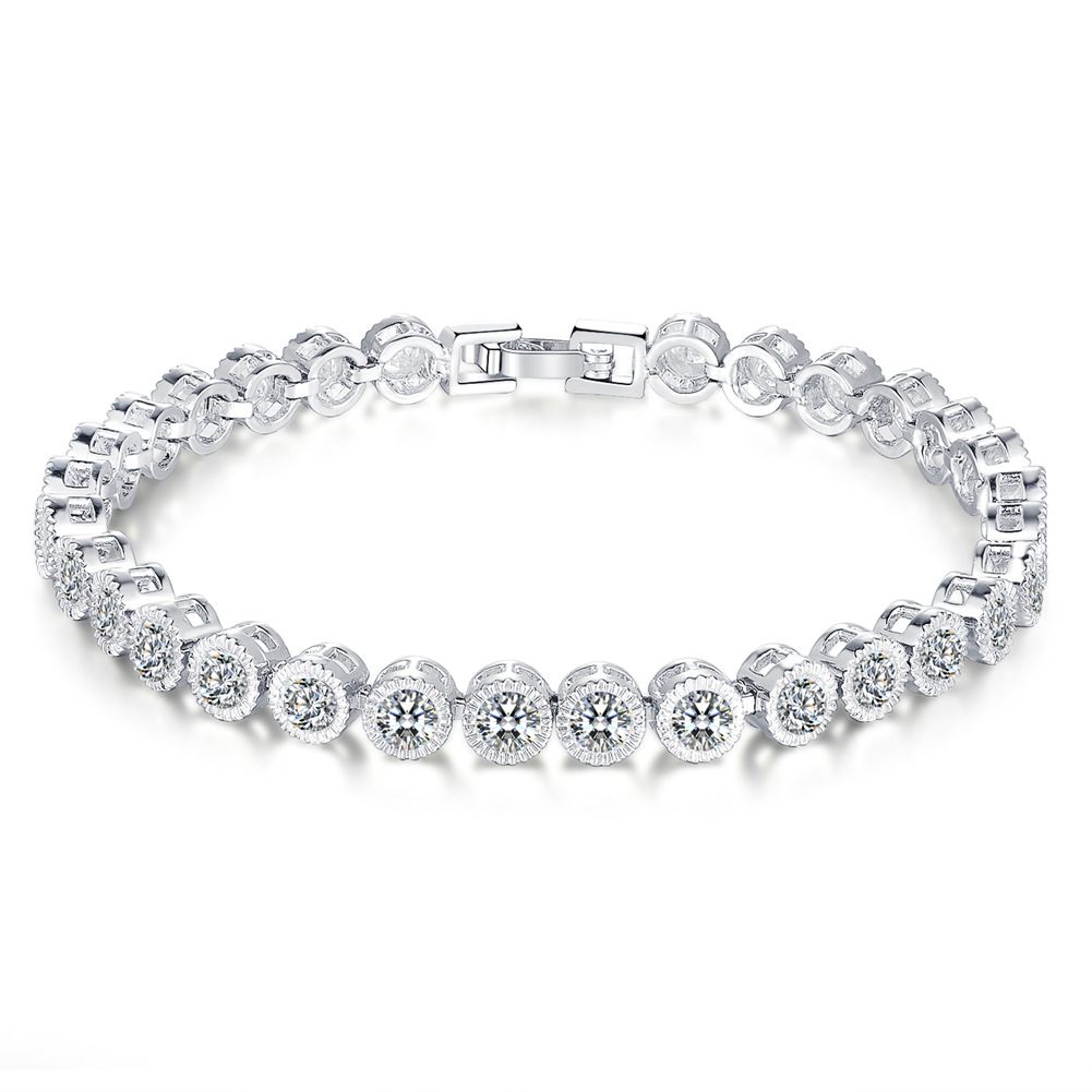 10pc_Silver Tone Cubic Zirconia Tennis Bracelet_UK Seller_GCJ149-Silver