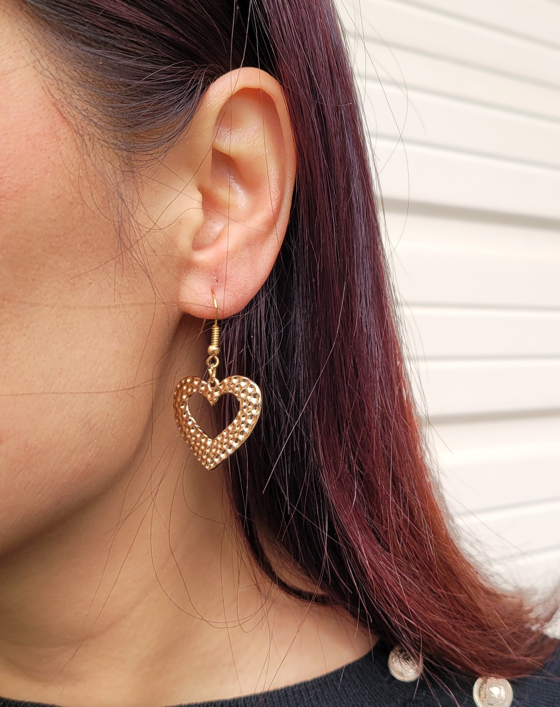 10pairs_Heart Shaped Gold Tone Dangling Drop Earrings_UK Seller_GCJ511