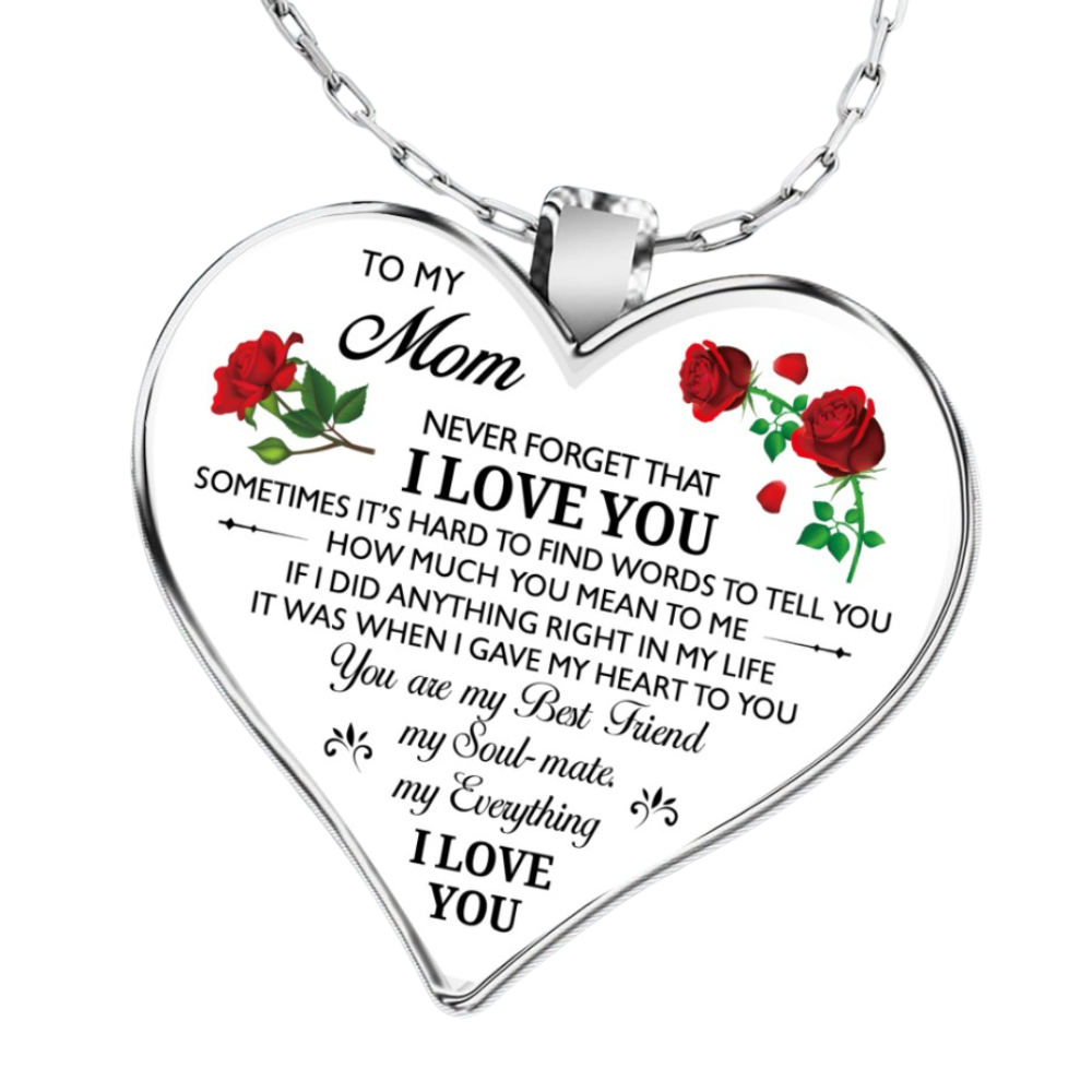 10pcs - To My Mum Love Heart Red Rose Flower Silver Tone Pendant Necklace|GCJ364-Rose Mum|UK SELLER