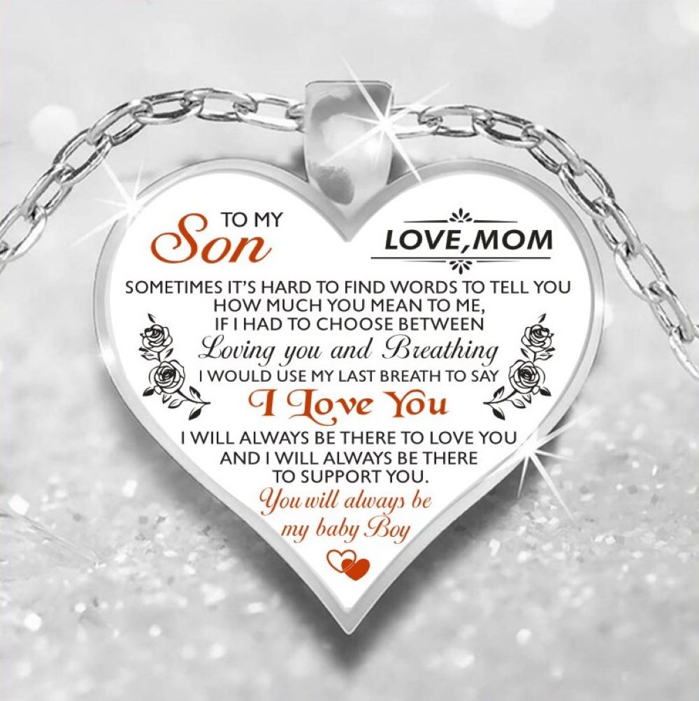 10pcs - To My Son Love Mum Heart-shaped Silver Tone Pendant Necklace|GCJ367-mum to Son|UK SELLER