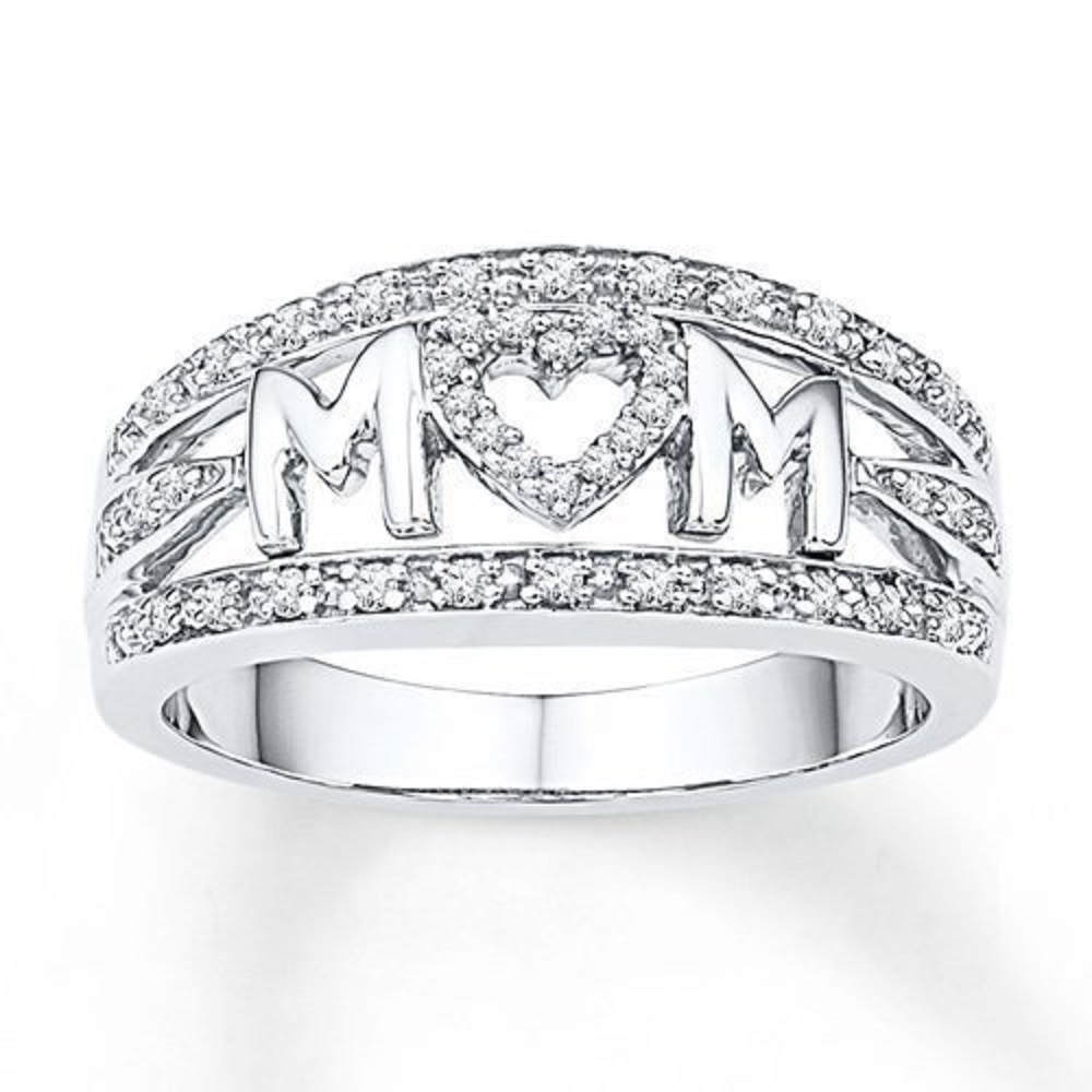 12pcs - Mom Zircon Crystals Band Silver Tone Ring in Size K,M,P,R Plus 12 Mum Message boxes - 4 Sizes 3 Per Size|GCJ331-K,M,P,R- Mum MSG|UK SELLER