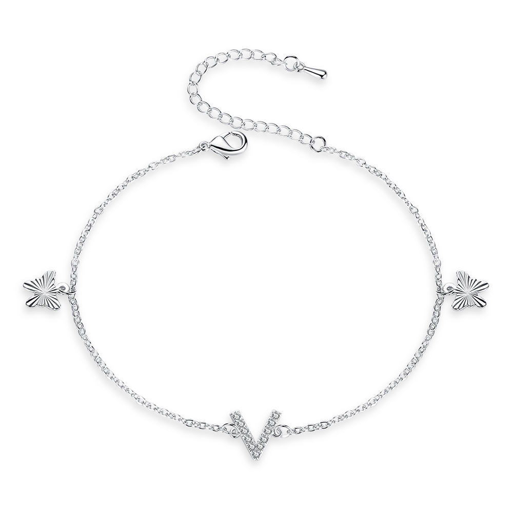 10 pcs - Silver Chain Anklet/Bracelet with Butterfly Charms|GCJA005-Silver|UK SELLER