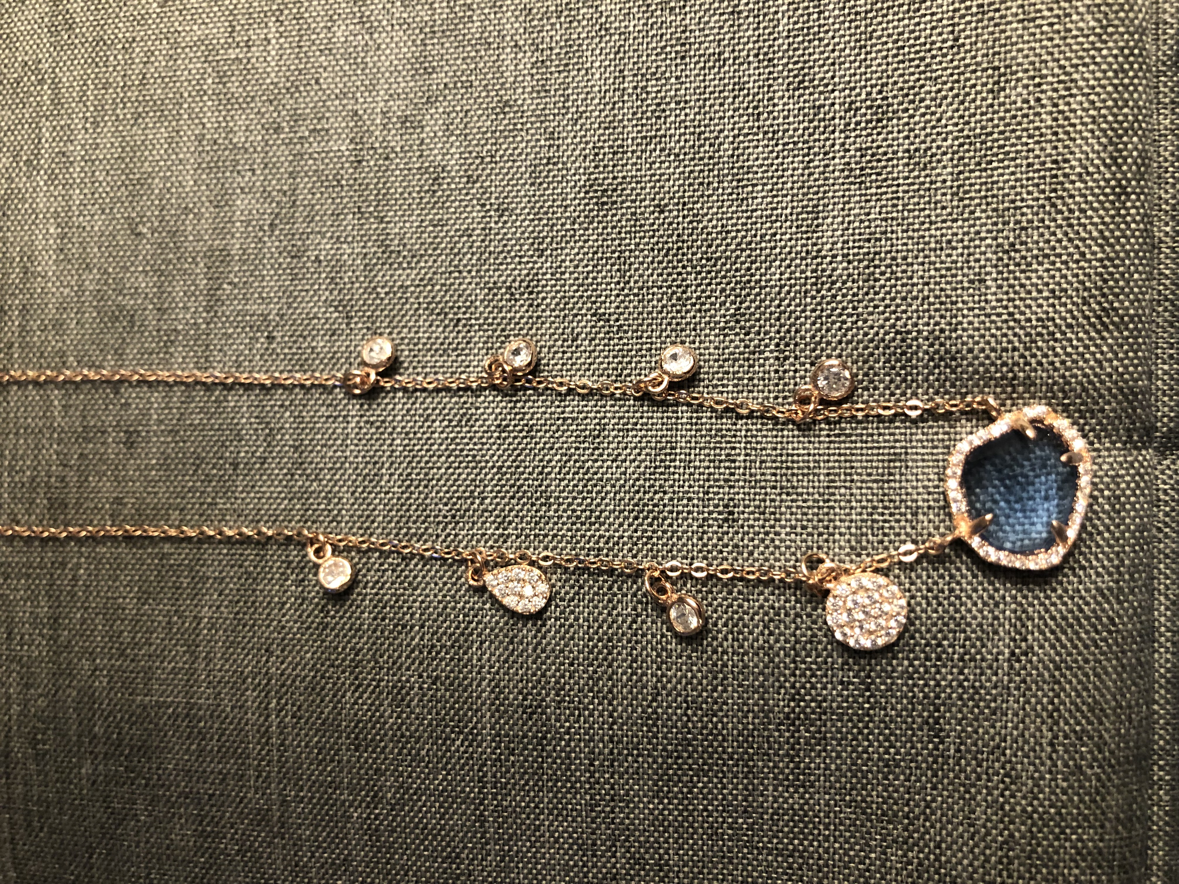 Rose gold necklace with blue stone