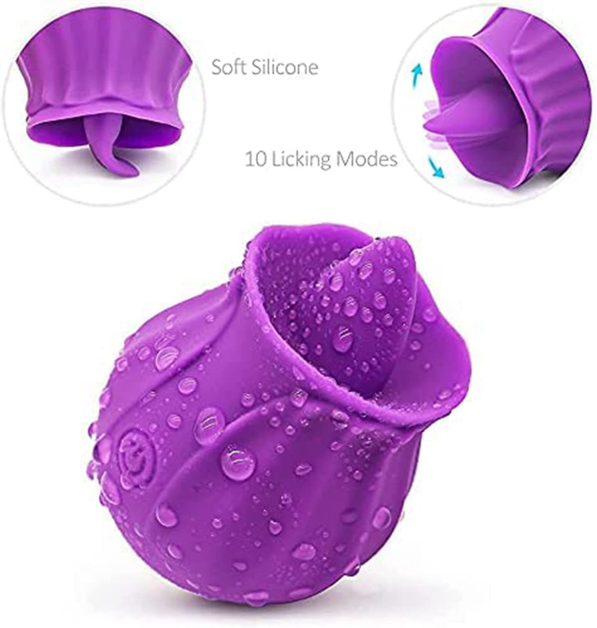 5 pcs - 10 Frequencies Touch of Happiness Powerful Rose Tongue Mini Massager Vibrator - Purple|GCAP118-Purple|UK SELLER