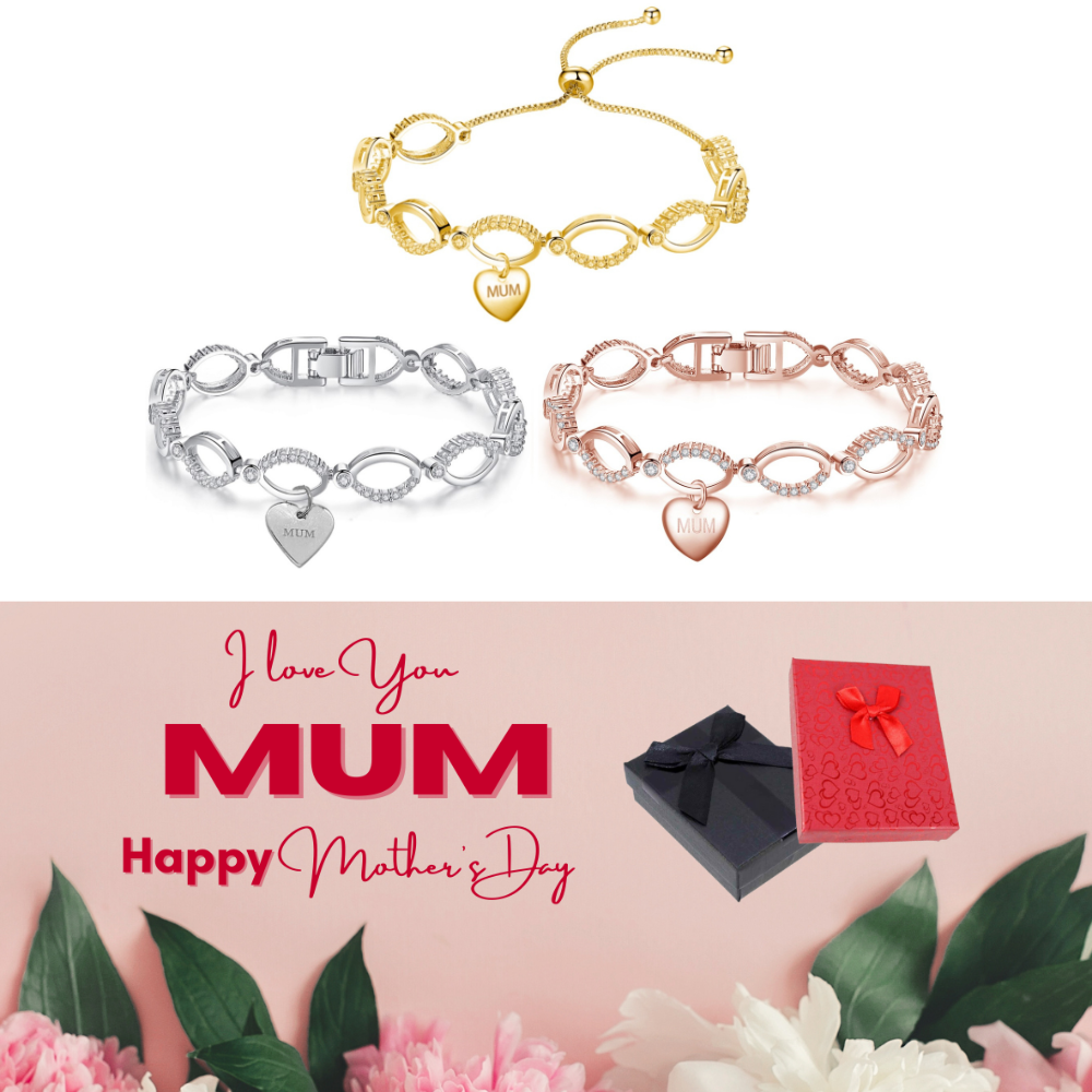 10 pcs - Infinity Premium Crystal Bracelet with Mum Tag and Mother’s Day Message Box - Random Colour|GSVB061-Mum-MD|UK SELLER