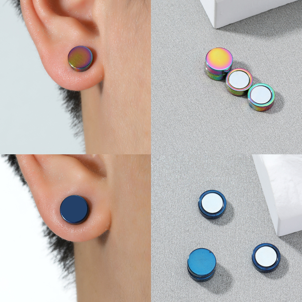 10 Pairs - Unisex Magnetic Non pierced Stud Earrings - Random Colour|GCJ557|UK SELLER