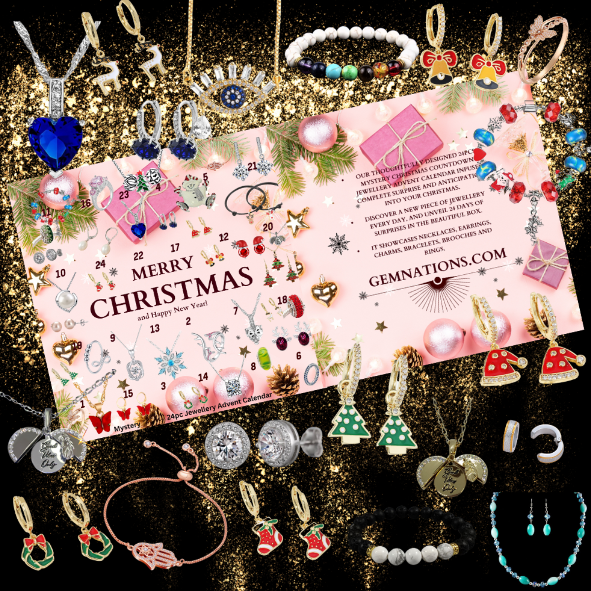 10 box   Mystery Christmas Jewellery Advent Calendar 2023 (Each containing 24pcs)– Christmas Countdown Surprise Gifts for Women |GCJSET021|UK seller