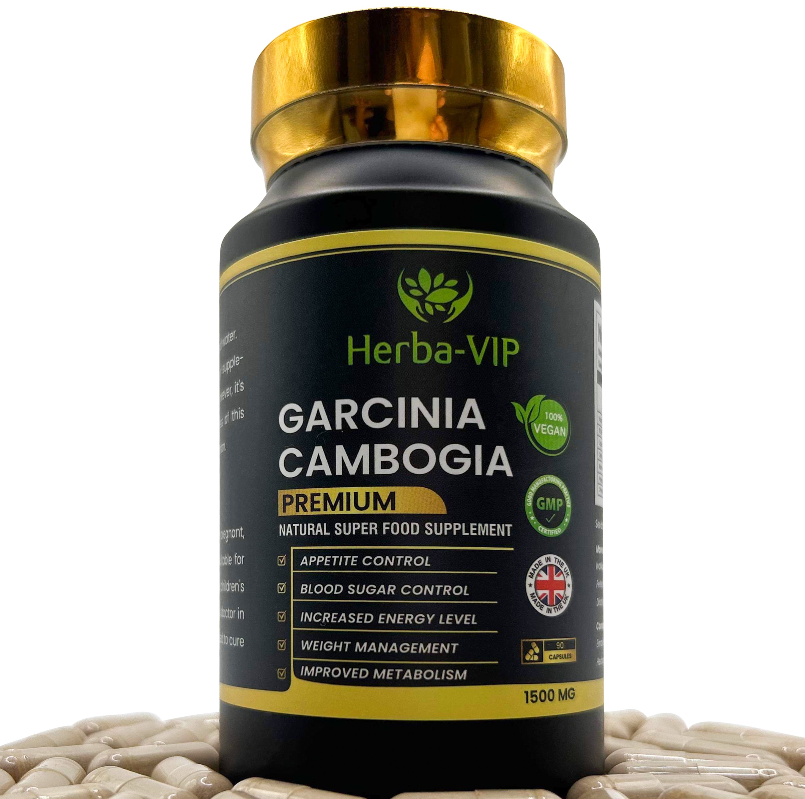 Garcinia Cambogia Premium – 90 Capsules - 1500mg Daily Dosage – Natural Superfood Supplement – UK Manufactured - Optimum Strength for Maximum Re