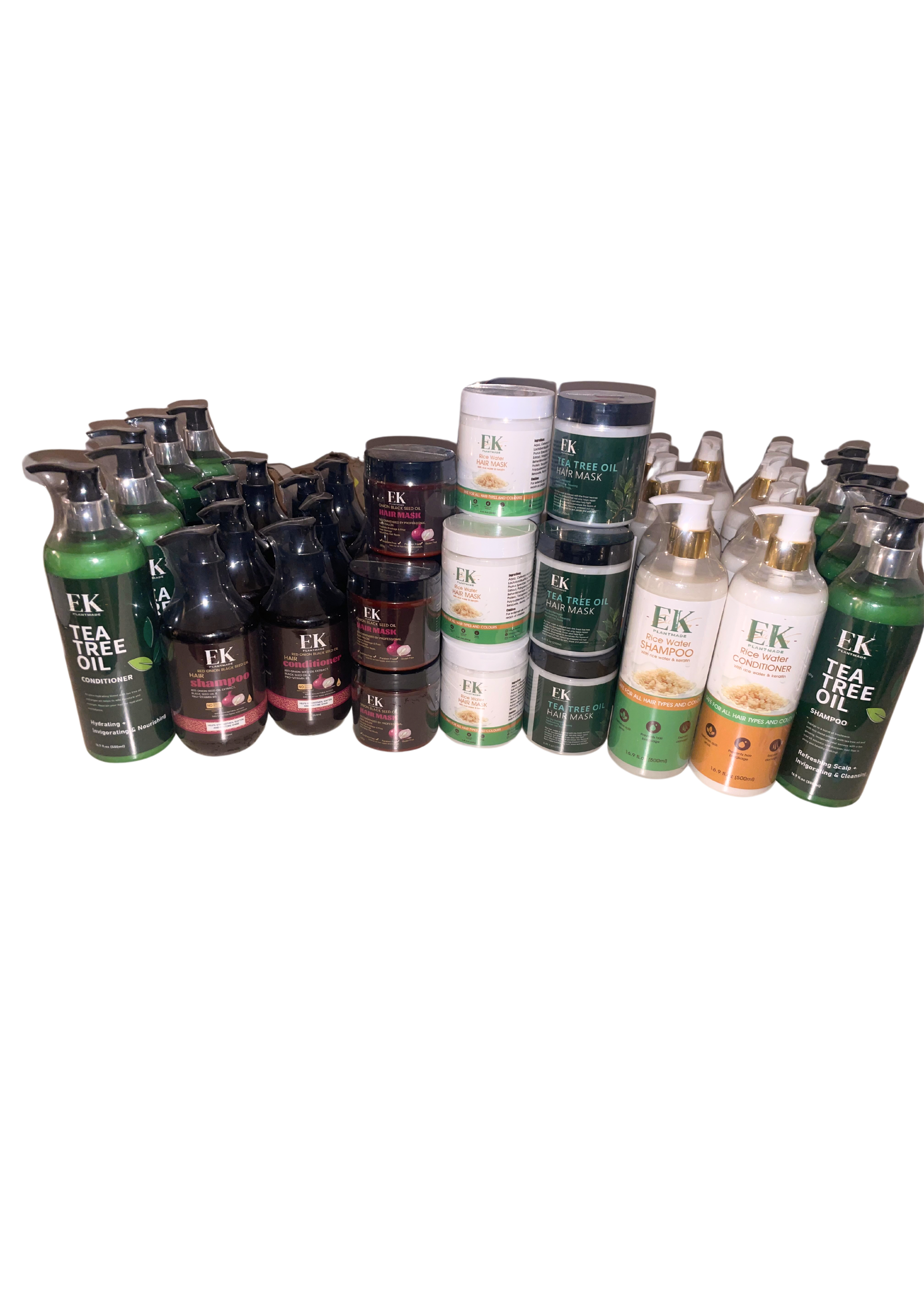  Wholesale Joblot of Premium Hair Care Essentials (30 pieces): Rice Water, Tea Tree Oil, and Red Onion & Black Seed Oil Collections