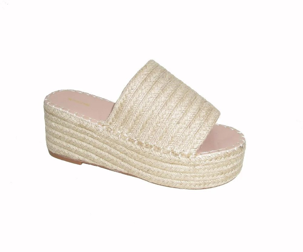 ladies beige wedge mule sandal. sizes 3 x 8