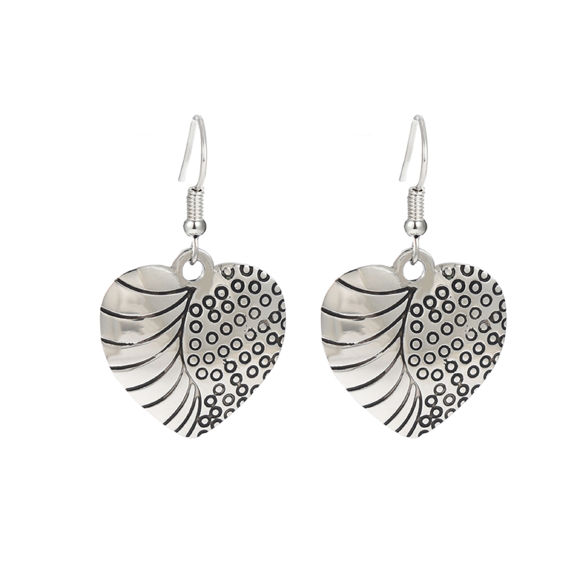 10pcs-Women Heart-Shaped Earrings in Silver Tone|GCJ612|UK seller