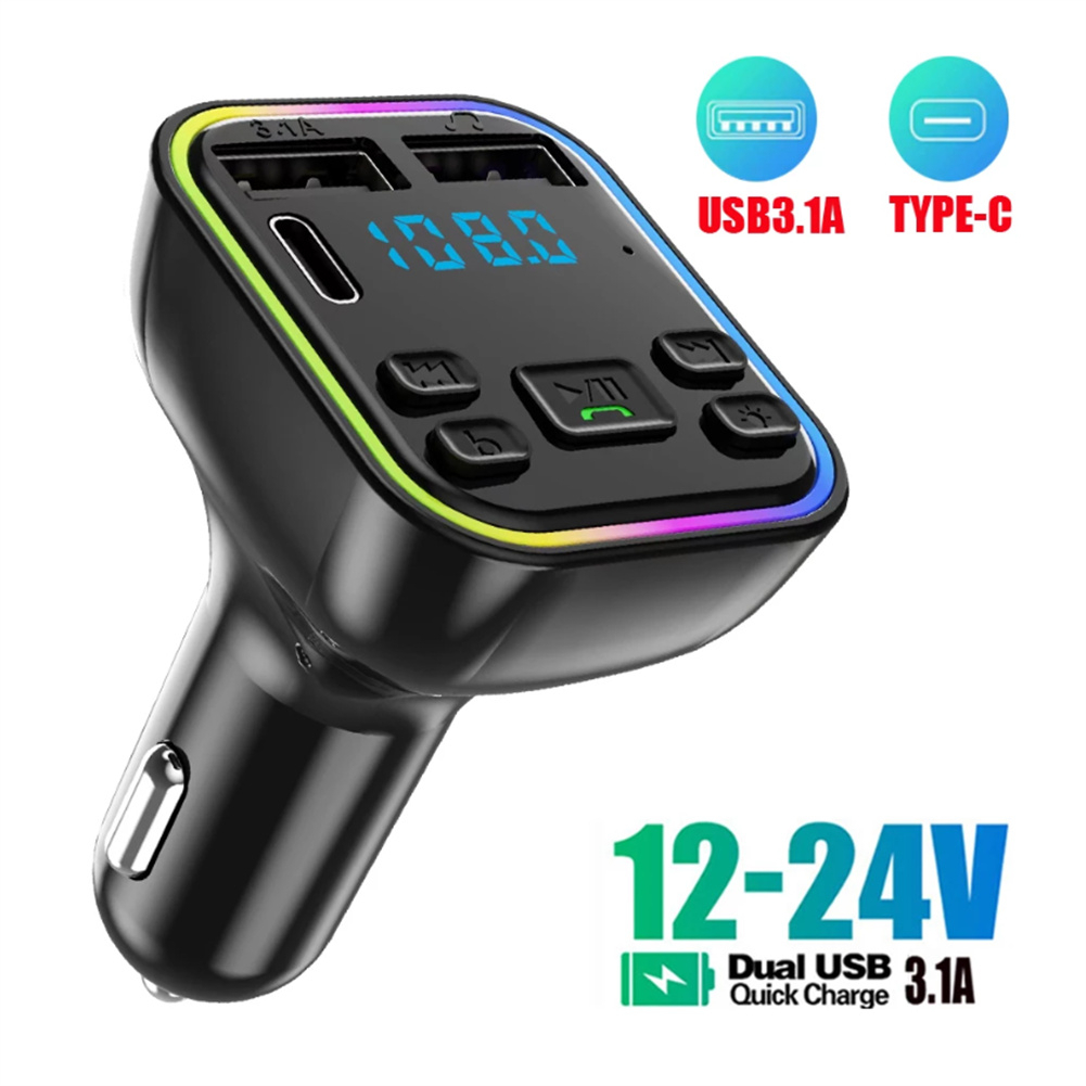 94 PCs Car Wireless Bluetooth FM Transmitter Type-C Dual USB 3.1A Charger Adapter Fast 2024 MODEL JOBLOT