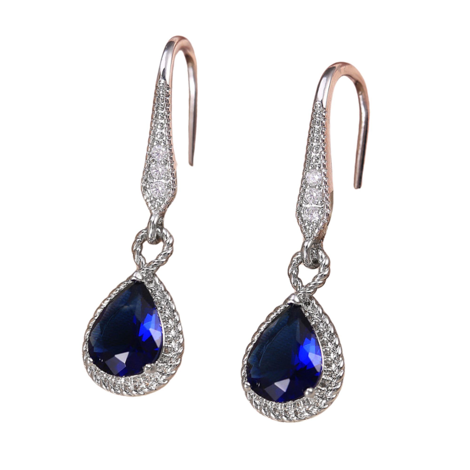 10pcs-Beautiful Women Blue Sapphire Crystal Waterdrop Hook Earrings|GCJ706|UK seller