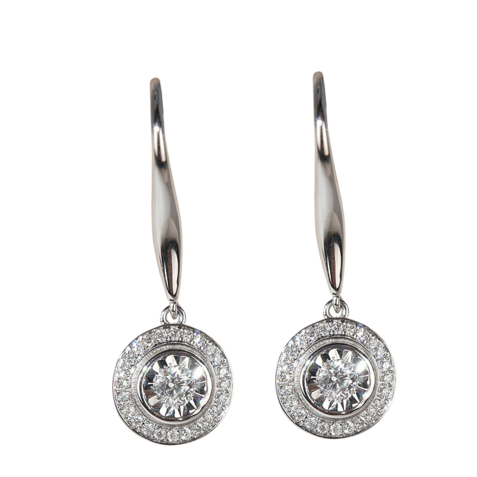 10pcs-Sparkly Round Cubic Zirconia Silver Tone Hook Drop Earrings|GCJ707|UK seller