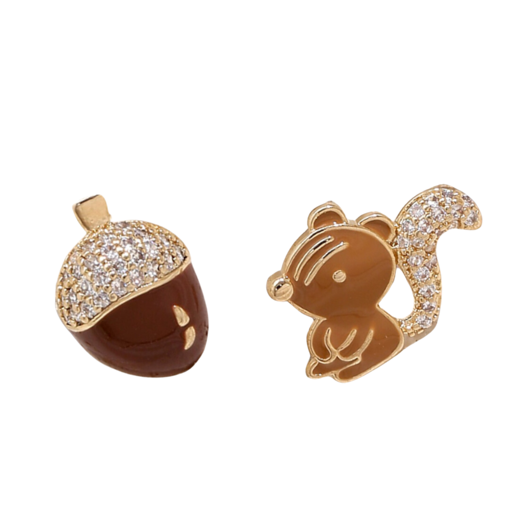 10pcs-Sparkly Crystal Squirrel and Acorn Stud Earrings|GCJ710|UK seller