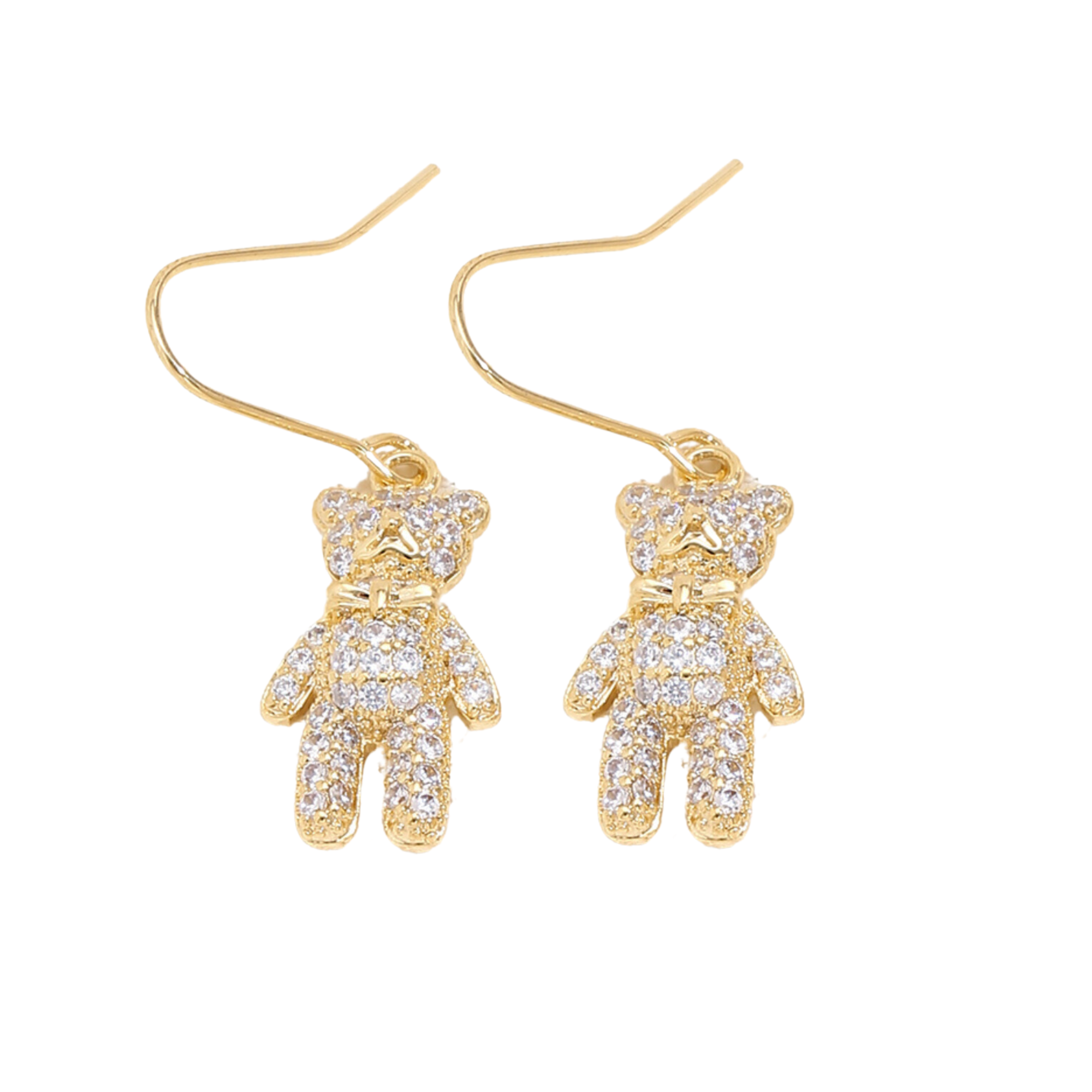 10pcs-Crystal Bear Drop Dangle Earrings in Gold Tone|GCJ711|UK seller