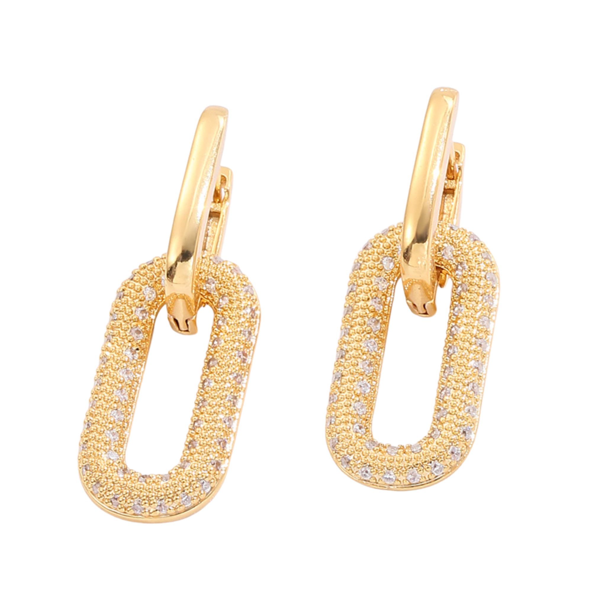 10pcs-Sparkly Crystal Interlocking Chain Hoop Drop Earrings in Gold Tone|GCJ713|UK seller