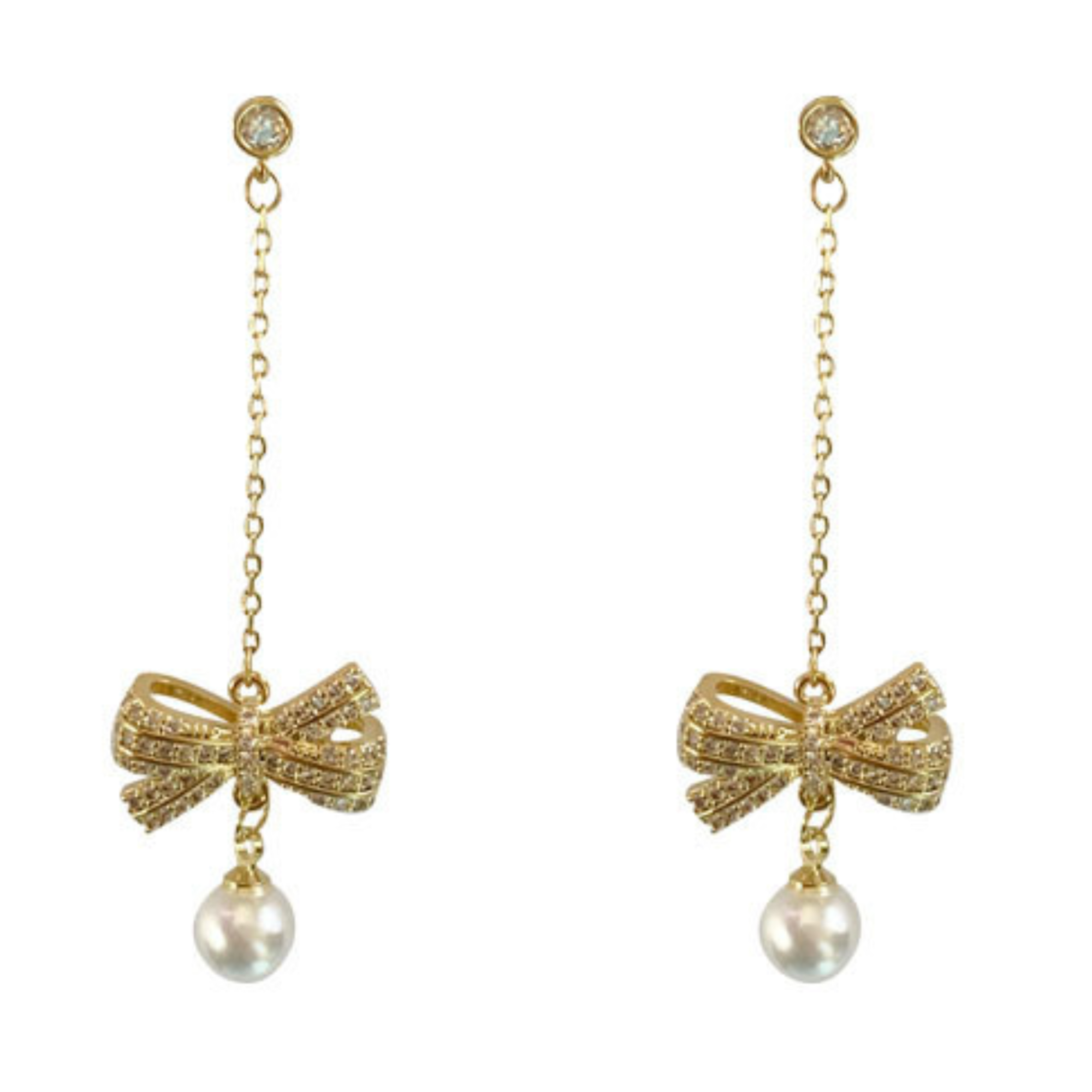 10pcs-Women Crystal Bow with Pearl Drop Earrings in Gold Tone|GCJ716|UK seller