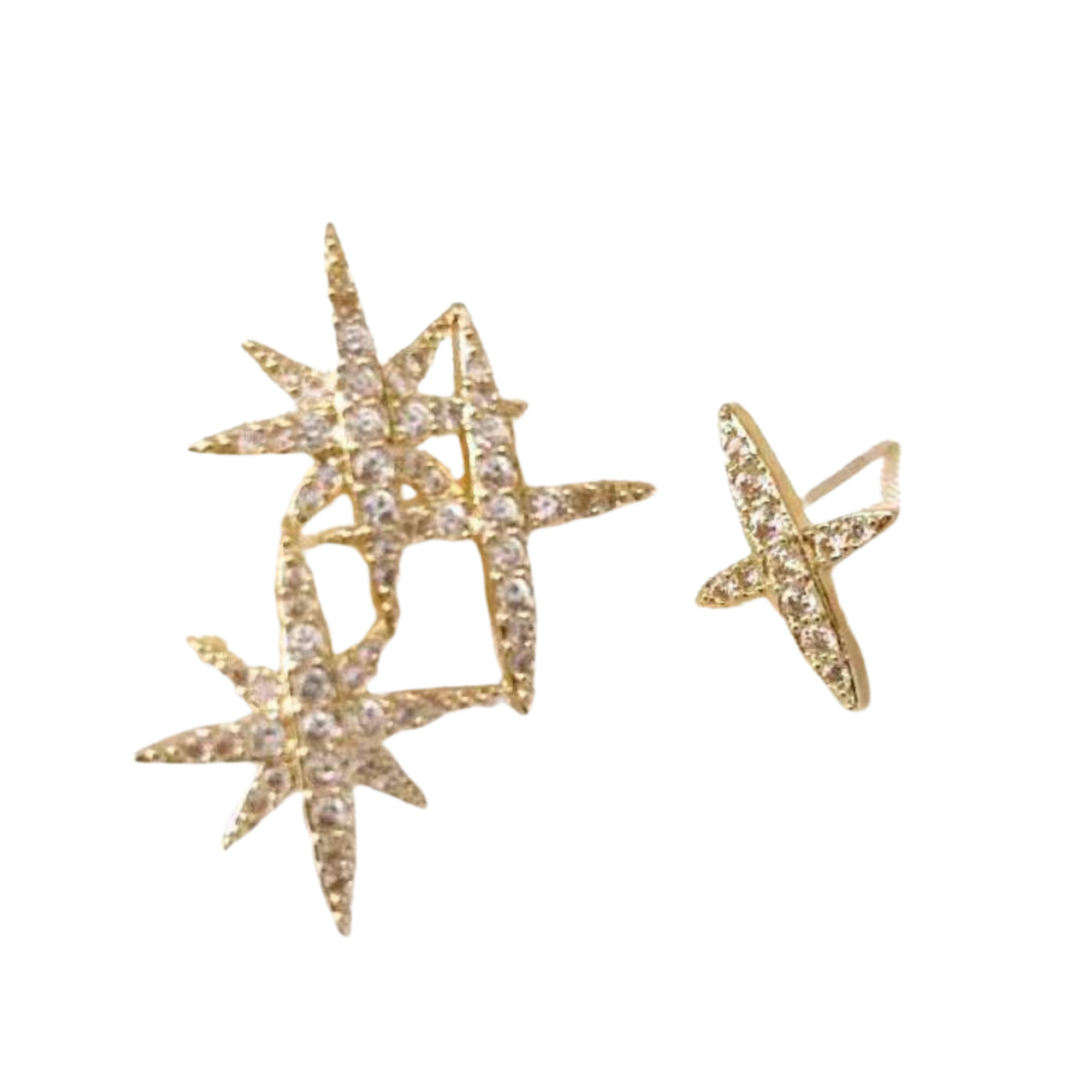 10pcs-Women Sparkly Gold Tone Crystal Stars Stud Earrings|GCJ718|UK seller