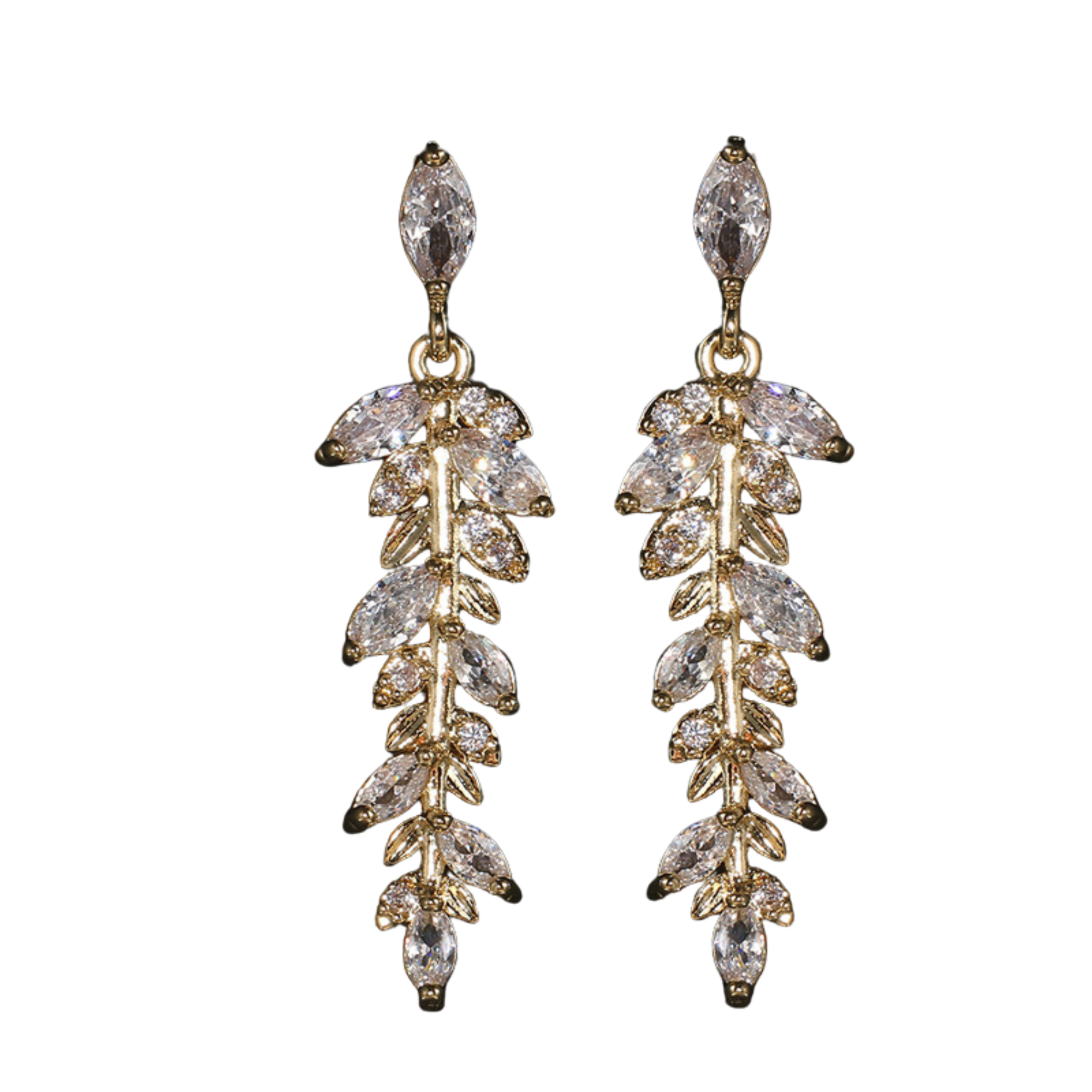 10pcs-Women Luxury Leaf Crystal Dangle Earrings in Gold Tone|GCJ728|UK seller