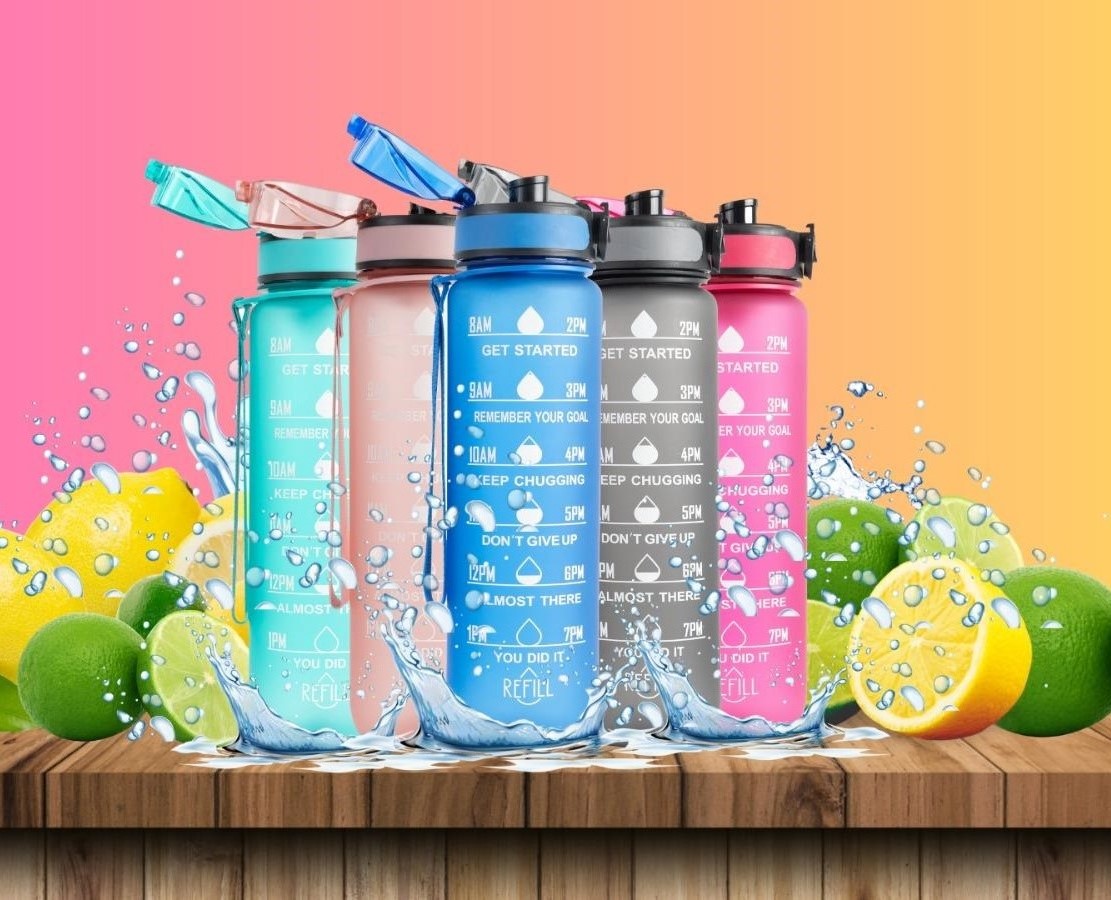 COMFORTWORLD 1L Sport Water Bottle with Fruit Strainer, Leakproof, Tritan & BPA Free for all use, outdoor