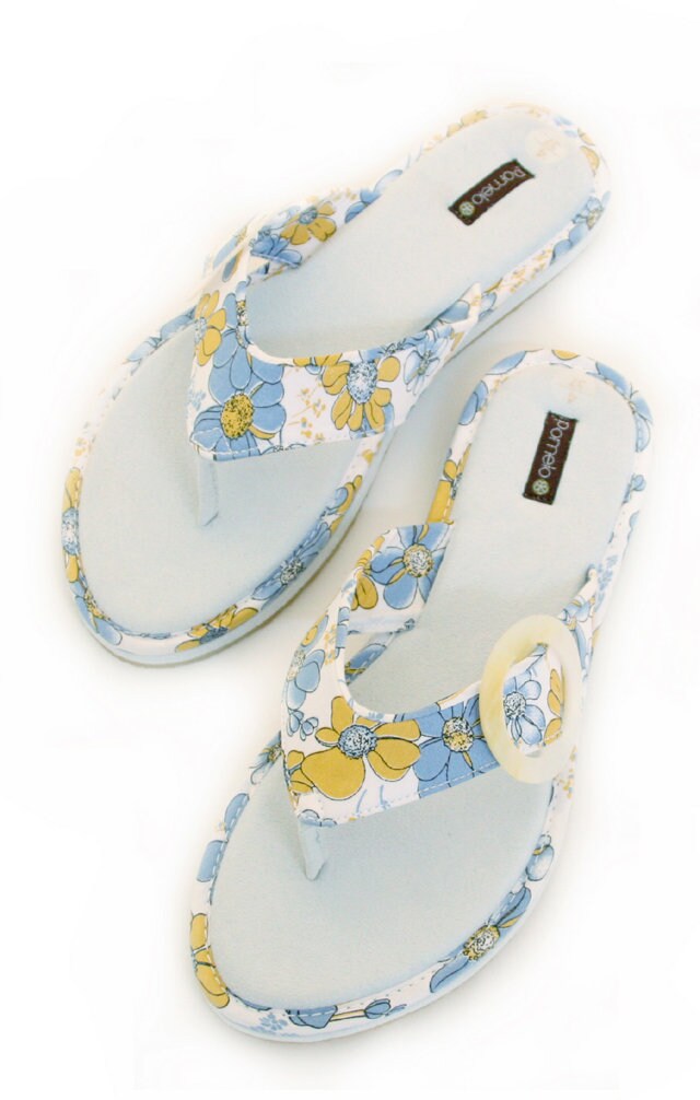 Cotton Suede Pomelo Flip Flops in Blue Sizes 3-8 (x12)