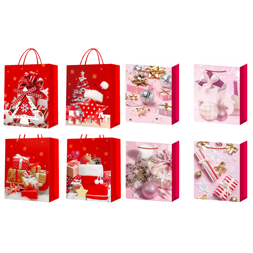 100pcs-Christmas Theme Premium Gift Paper Tote Carry Bags Mixed - Size 12x16x6.5cm  XSmall|GCBag008-XSmall-100pcs|UK seller