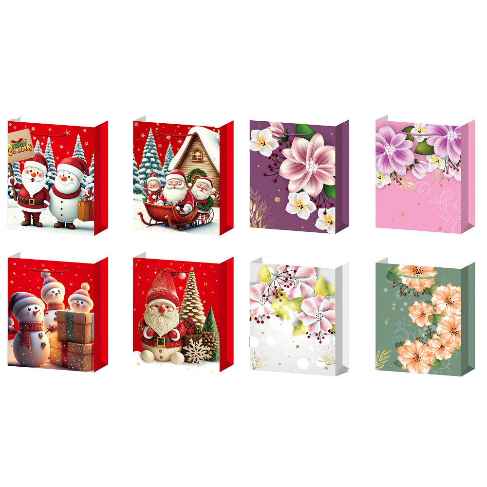 100pcs-Christmas Theme Premium Gift Paper Tote Carry Bags Mixed - Size 43x55x15cm XLarge|GCBag008-XLarge-100pcs|UK seller