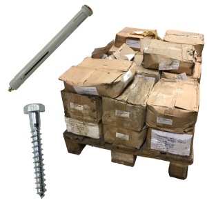 One Off Pallet of 13,800 Mixed Hex Head Wood Screws & Nylon Frame Anchors