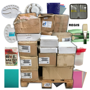 Pallet of 1,465 Mixed Arts & Crafts Stock - Paint Palettes, Card, Pots, Etc.