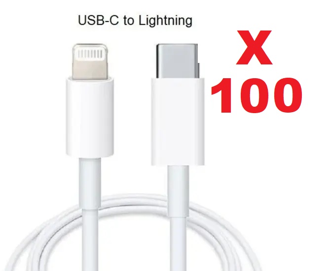 100 X USB C to iPhone 14 13 12 11 Pro Max XS XR X 7 6 Plus Type-C Fast Charging Cable