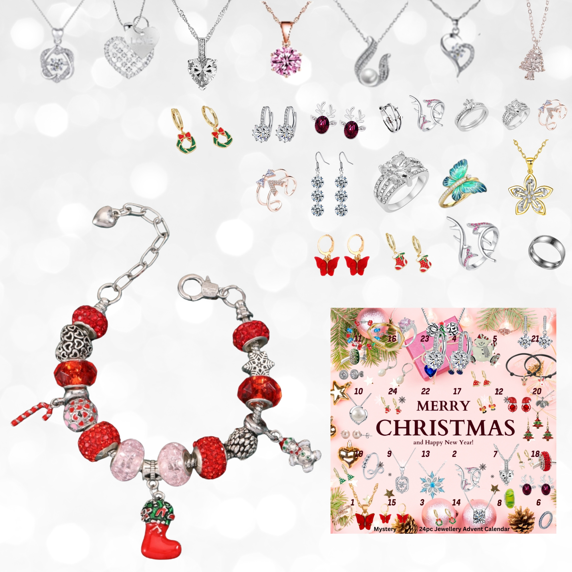 10 Boxes-Christmas Countdown 24pcs Jewellery for Girls Teens Advent Calendar 2024|GCJSET034-AD|UK seller