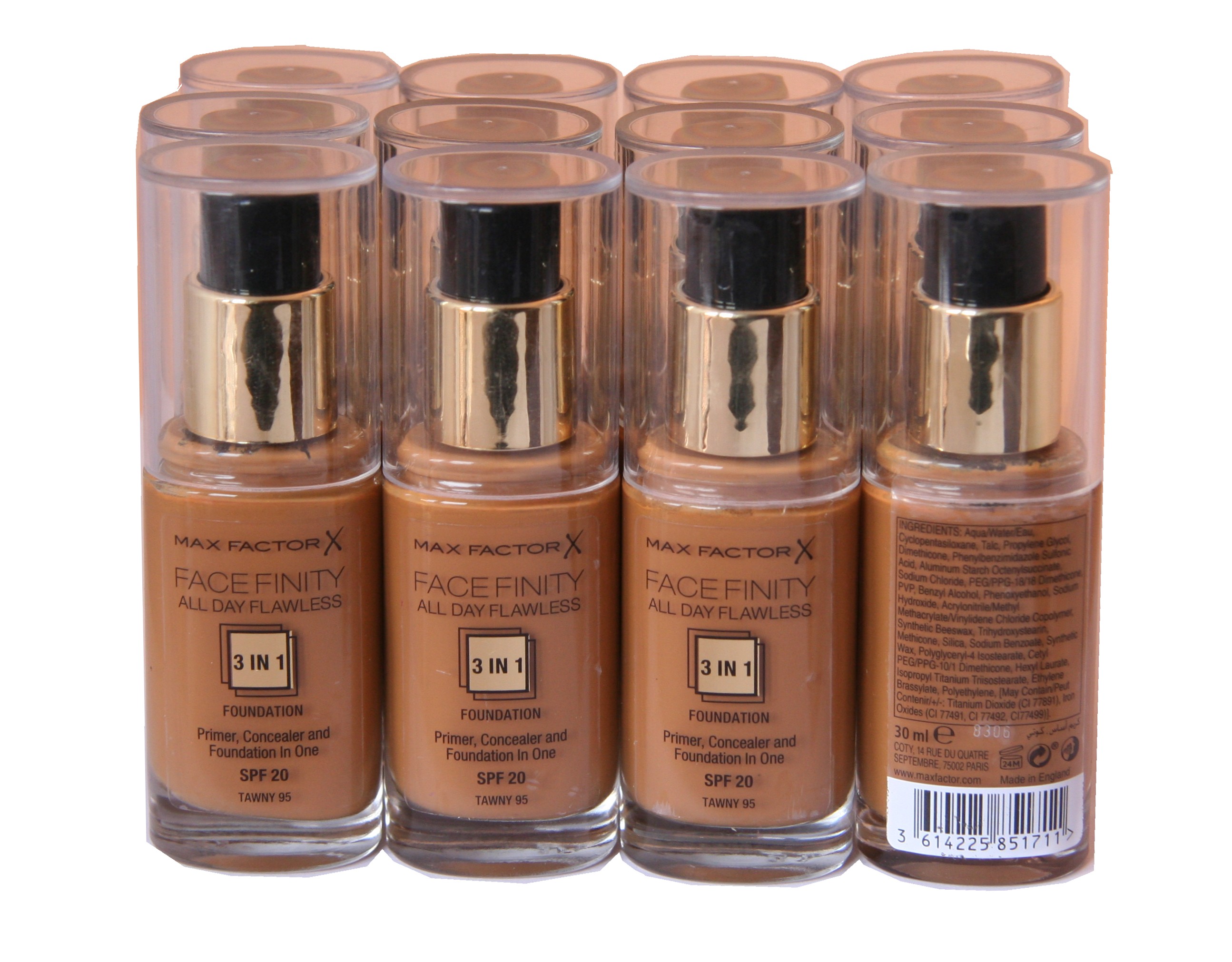 12 x Max Factor Face Finity All Day Flawless Foundation | 90 Tawny |