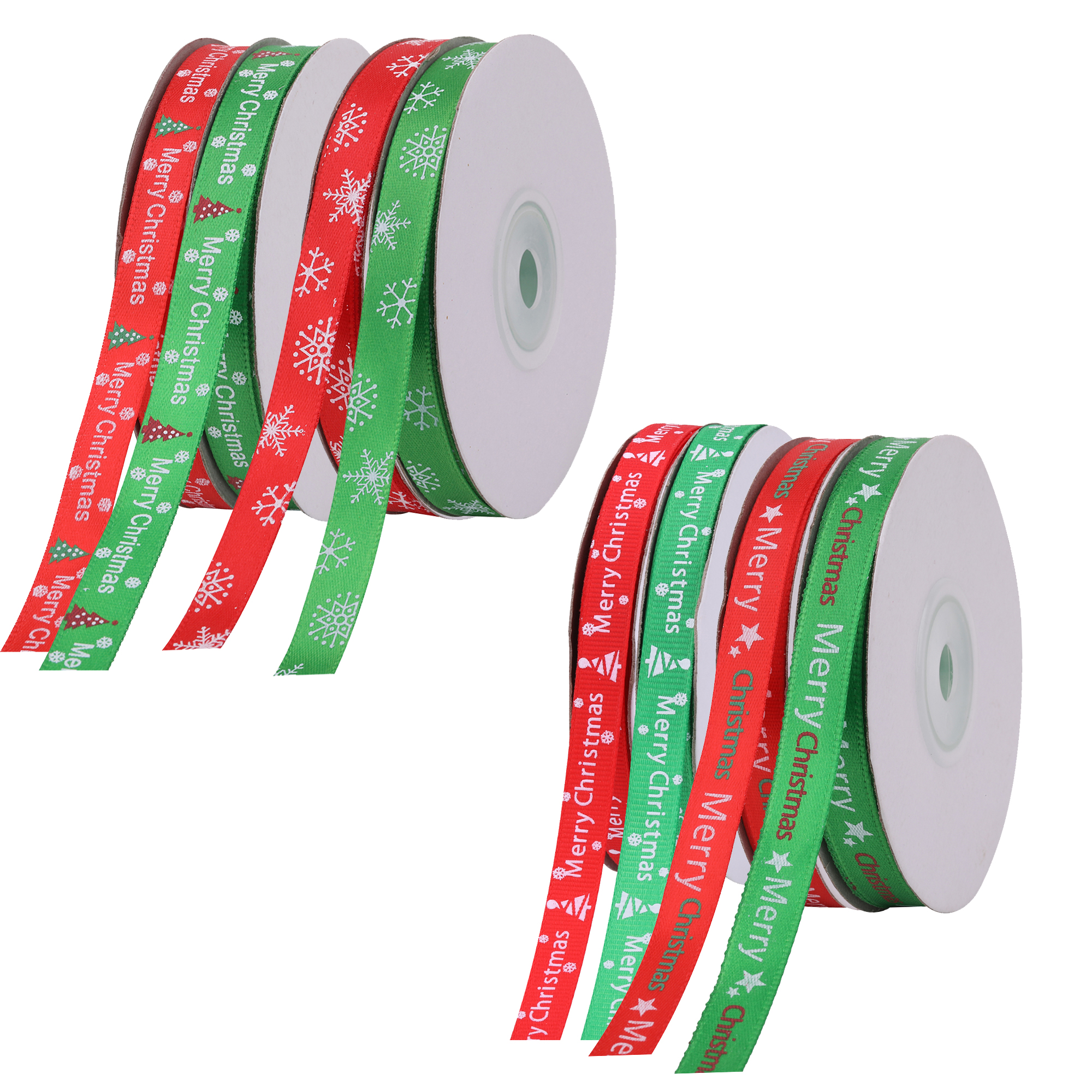 100 Roll Xmas Ribbons 10mm Red Green 25 Yards