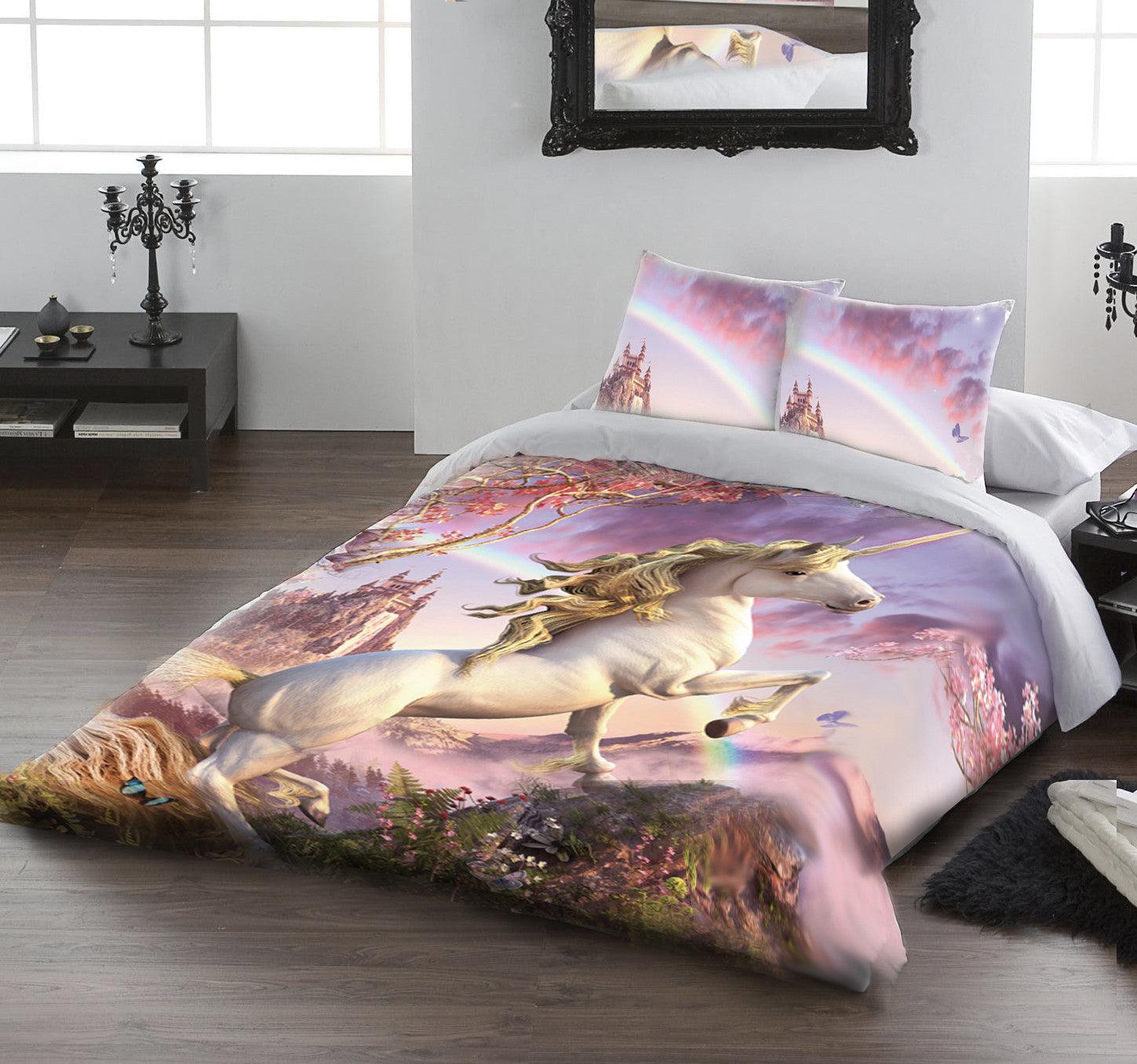 Kids Printed 100% Cotton Duvet Cover Set Unicorn and Dinosuar Bedding Home Decor