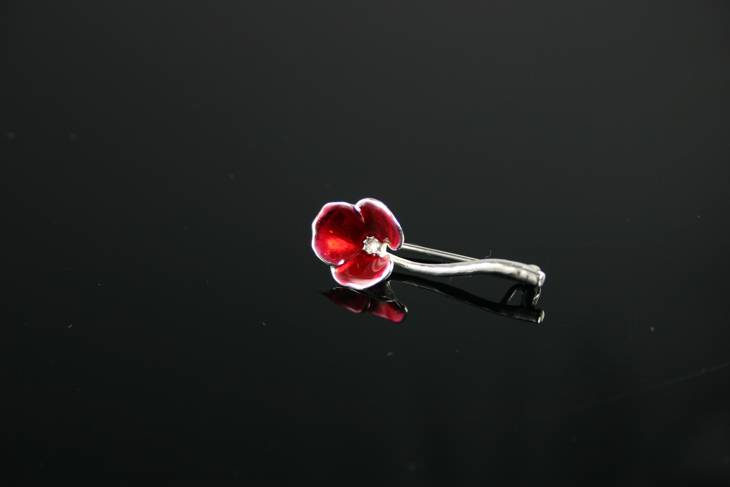 Brooch - Sterling Silver & Red Enamel Poppy Brooch - Joblot 12