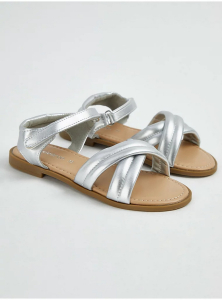 One Off Joblot of 5 Girl's Ex-Chainstore Silver Cross Strap Sandals