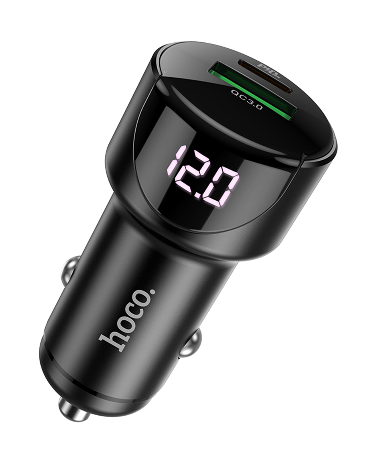 Dual Port Fast Car Charger with LED Display, HOCO Z42 88 pcs