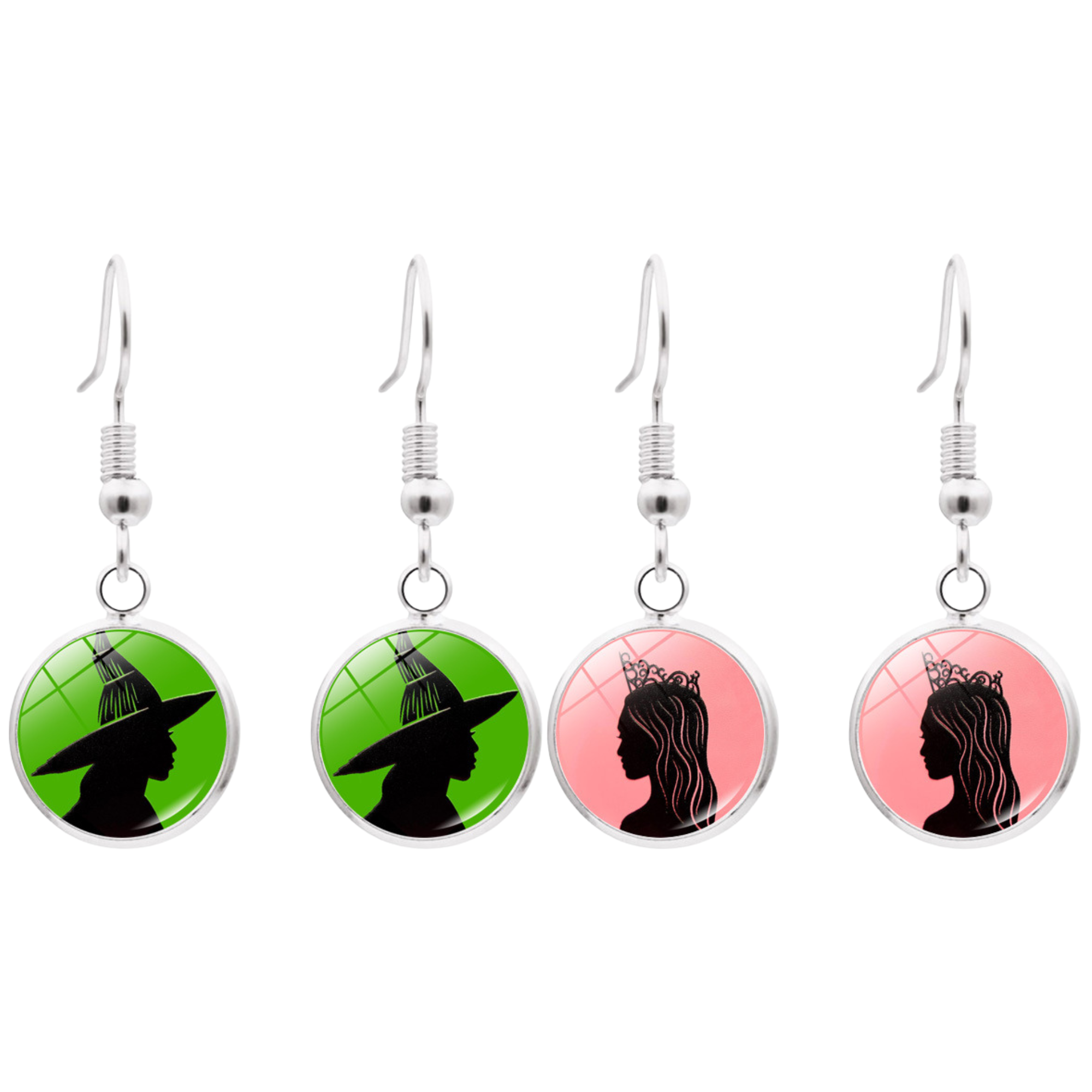 20 Pairs-Wicked Inspired Witch Stainless Steel Drop Hook Elphaba Glinda Earrings|GCJ750ER-Glinda/ Elphaba/ G+E|UK SELLER