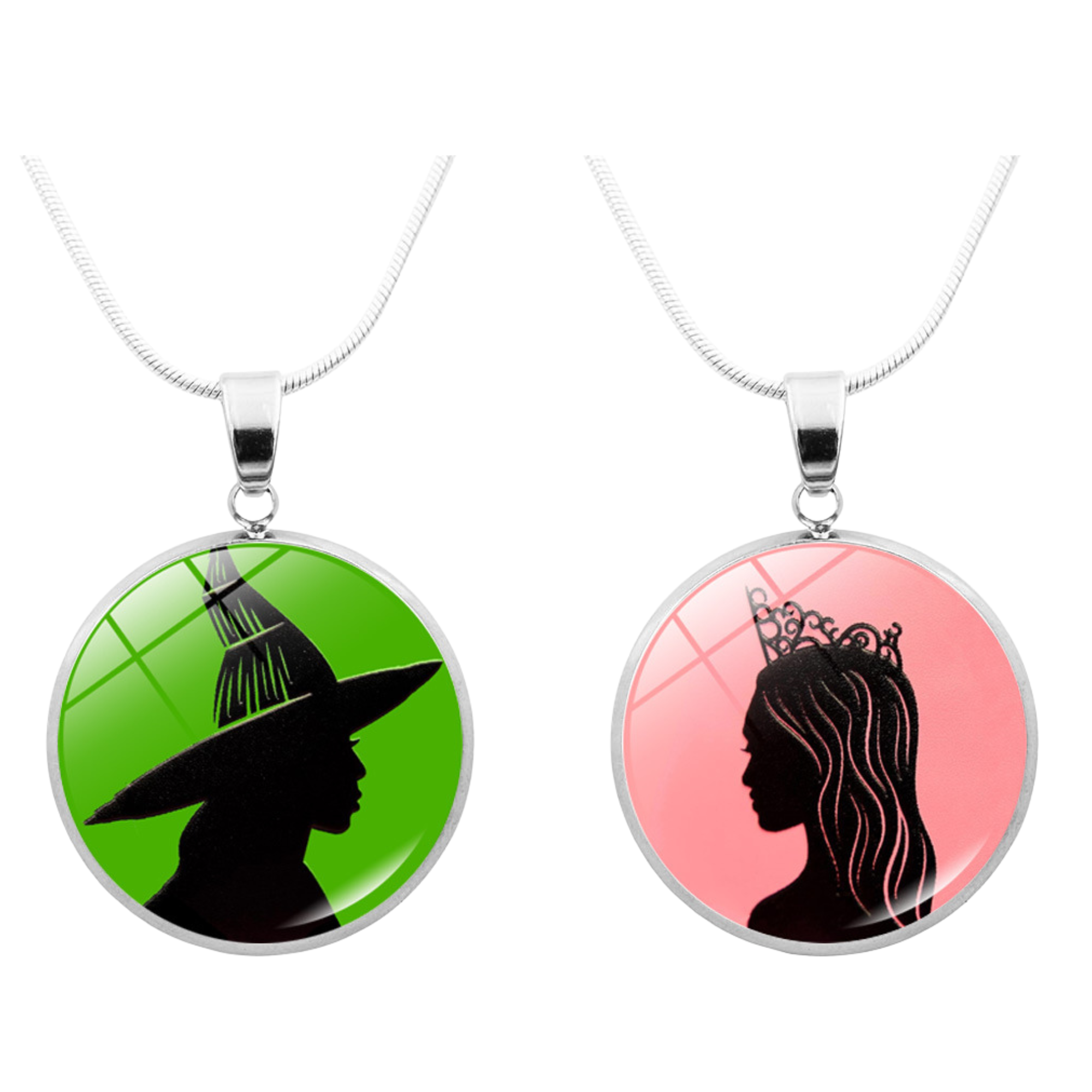 20pcs-Wicked Witch Inspired Elphaba & Glinda Friendship Stainless Steel Long Necklace|GCJ750NK-Glinda/ Elphaba|UK SELLER