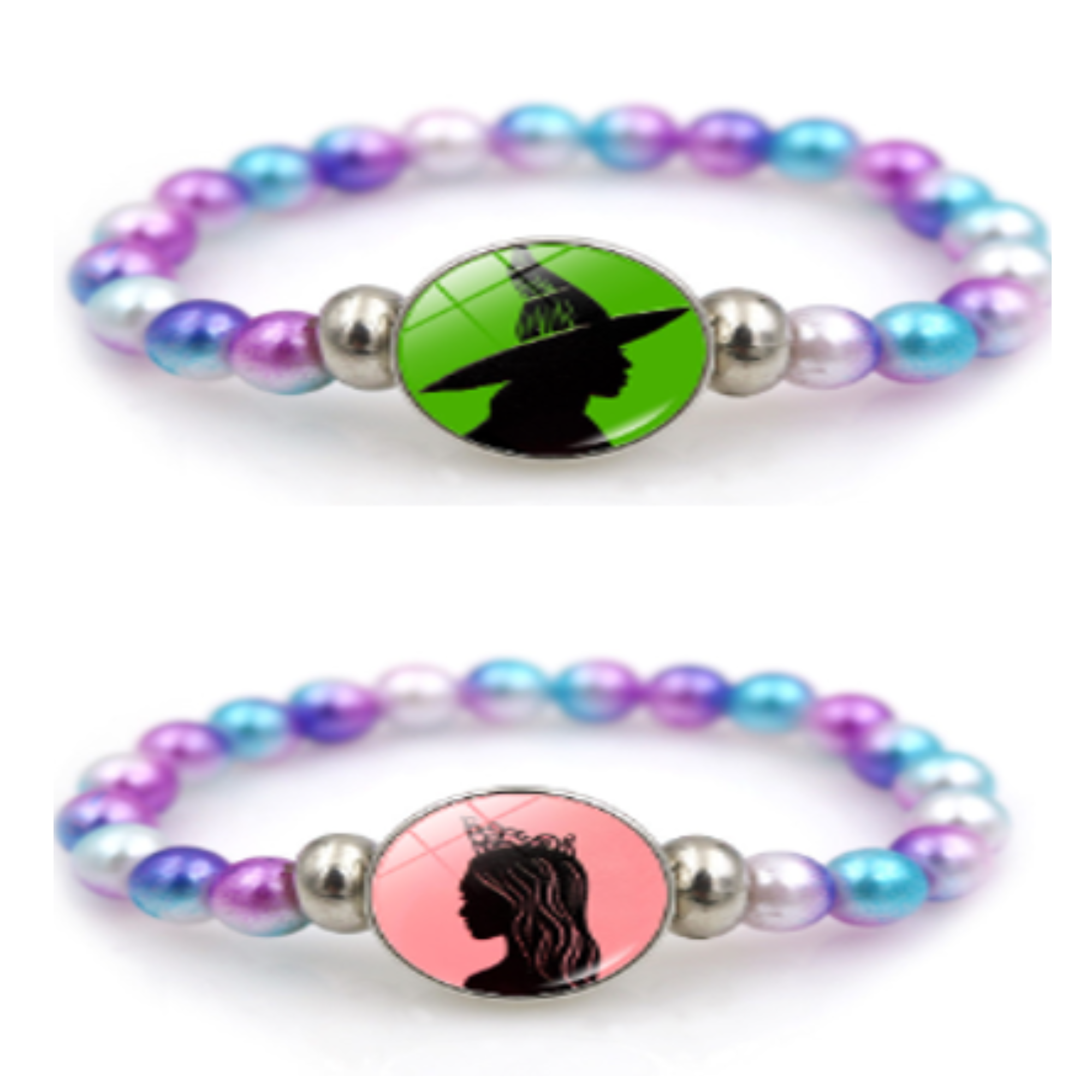 20pcs-Wicked Witch Inspired Elphaba & Glinda Friendship Beaded Bracelets-Rainbow|GCJ750BR-Rainbow|UK SELLER