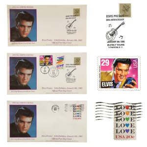 One Off Job Lot of 31 Elvis Presley's 50th Birthday Postage Stamp Envelopes