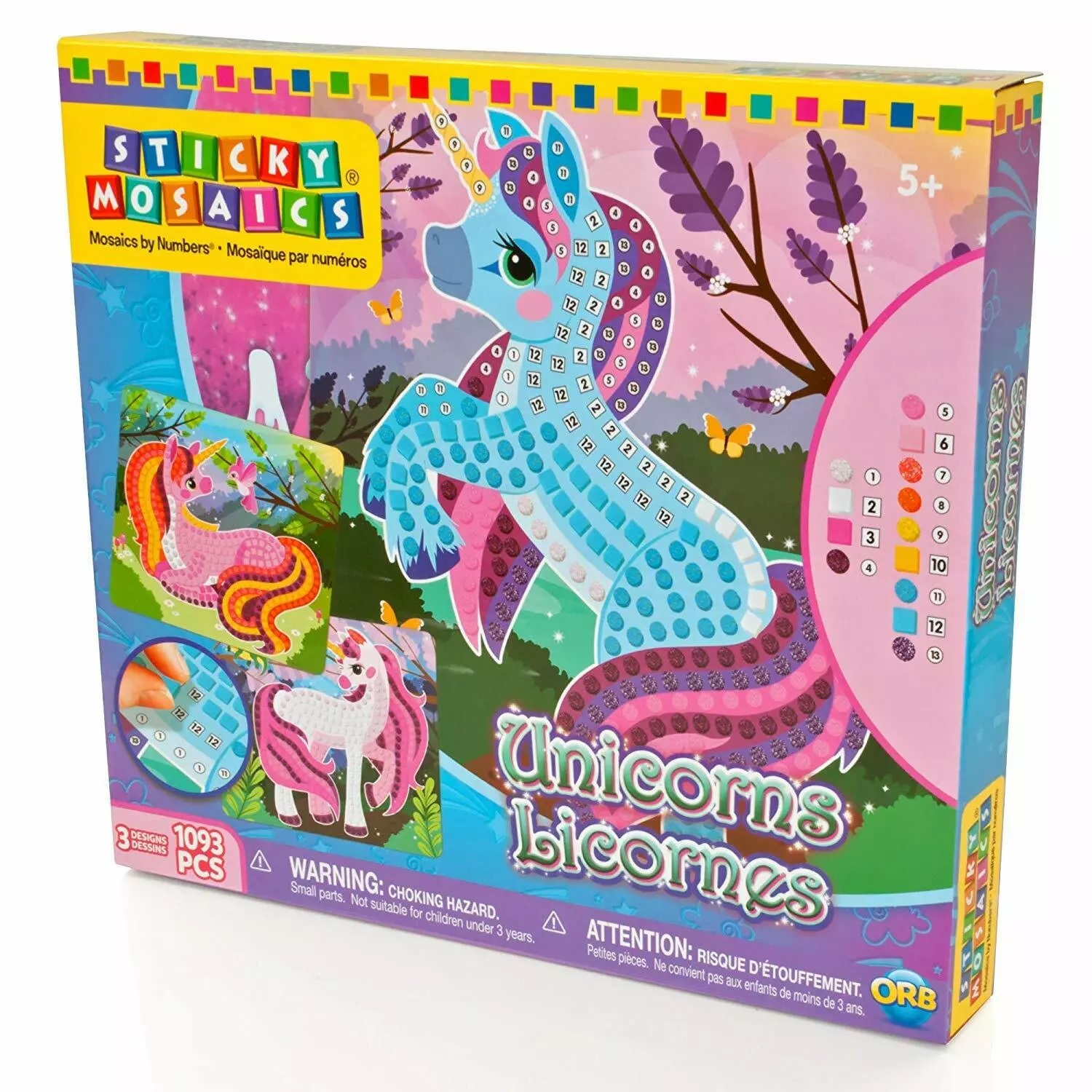 Unicorn Sticky Mosaics by Number Glitter Unicorns