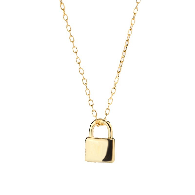 10pcs - S925 Sterling Silver Dainty Lock Pendant Necklace-Gold|GCJSN082-gold|UK SELLER