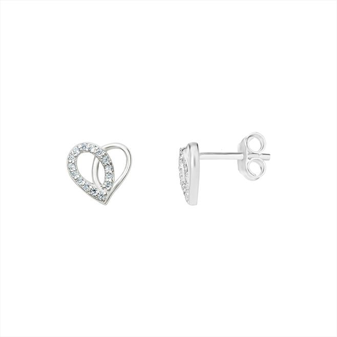 10 Pairs - S925 Sterling Silver Cubic Zirconia 8mm x 8mm Heart Stud Earrings|GCSE523B|UK SELLER