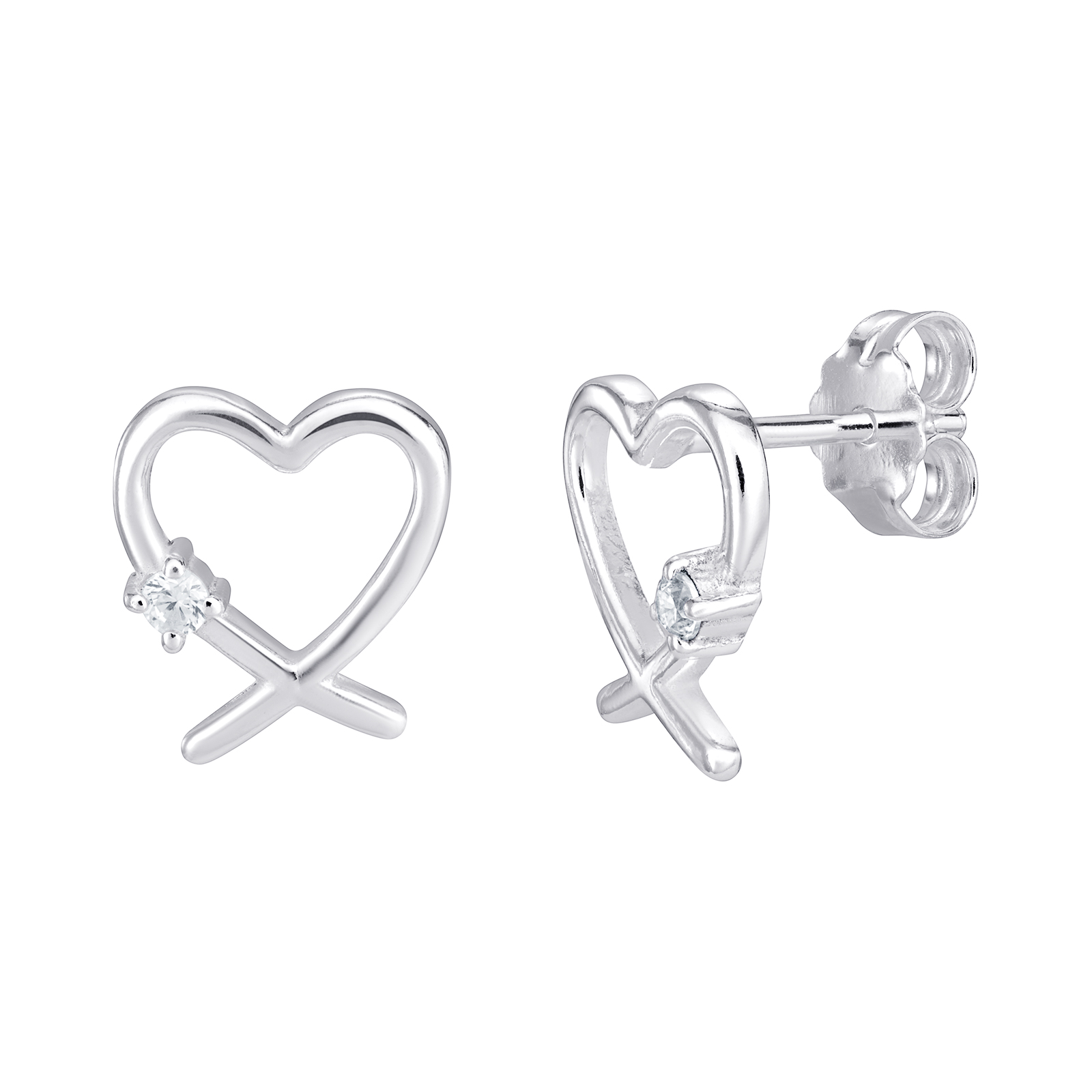 10 Pairs - S925 Sterling Silver Cubic Zirconia Heart Stud Earrings|GCSE269D|UK SELLER